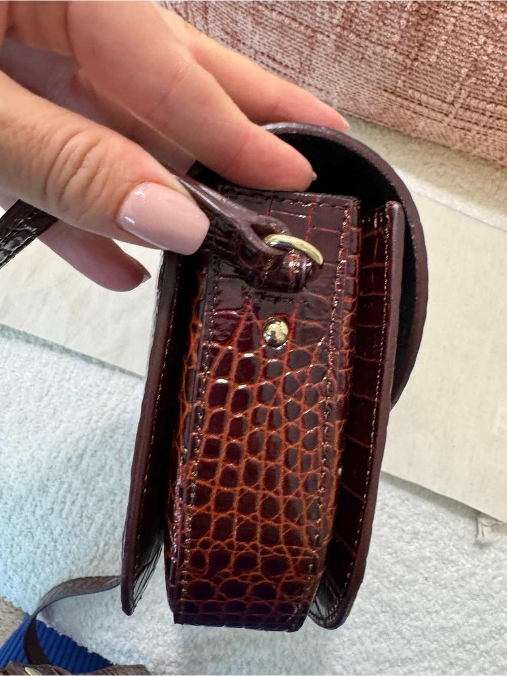 Sezane Claude Bag Chocolate Crocodile Print crossbody - Picture 5 of 8